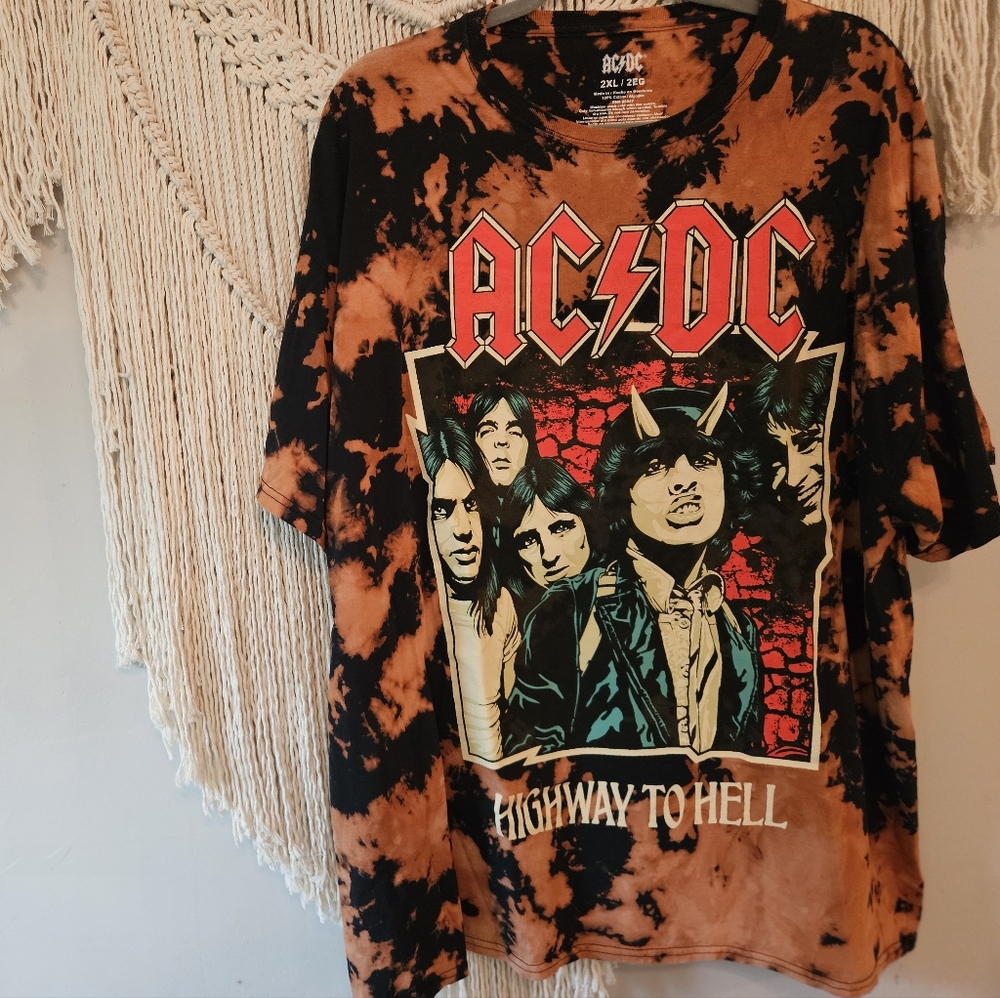 AC/DC Highway to Hell Black and Orange Tie-Dye Tee